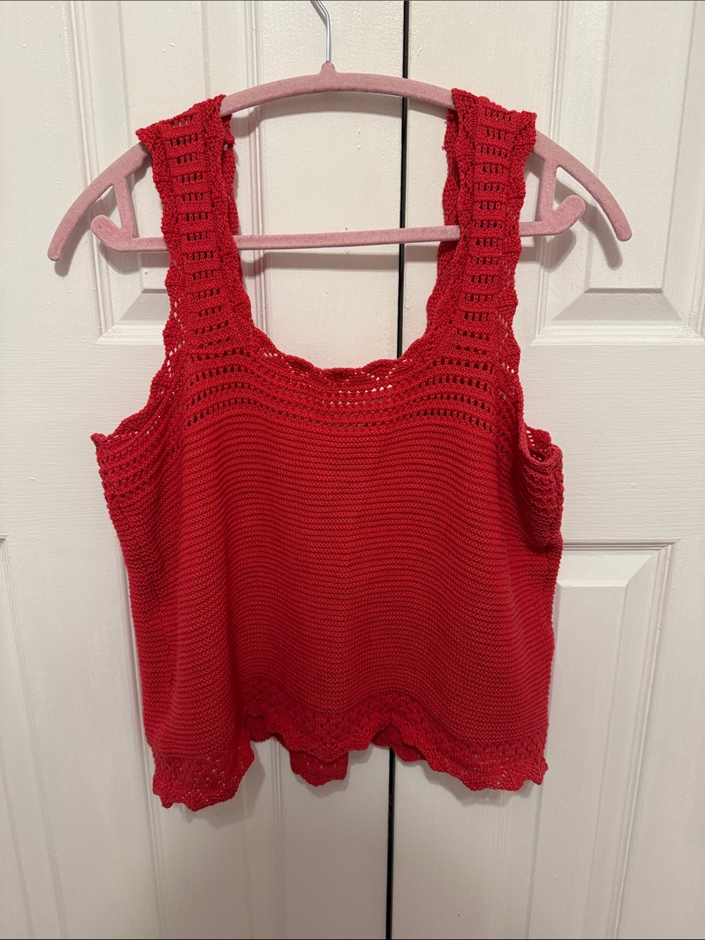 Red Crochet Free Assembly Tank Top